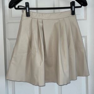 ZARA GIRLS Beige Pleated Faux Leather Skirt Size 11-12